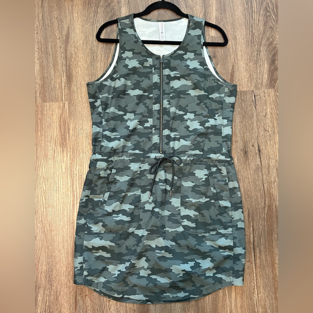 Kyodan Camo Athletic Dress Built In Shorts Zip Front Size L Athleisure
